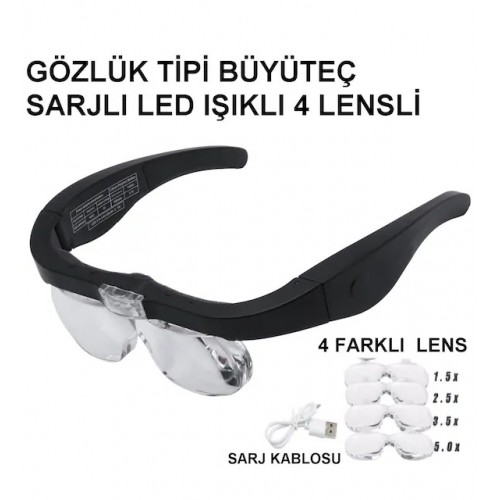 Nikula- Şarjlı gözlük Büyüteç 4 Farklı Lens -11537dc