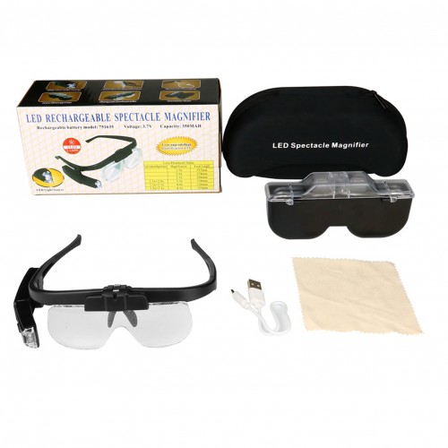 Nikula-Şarjlı Gözlük Tip Büyüteç Mercek Lup Lensleriyle Taşıma Çantalı 11642dc