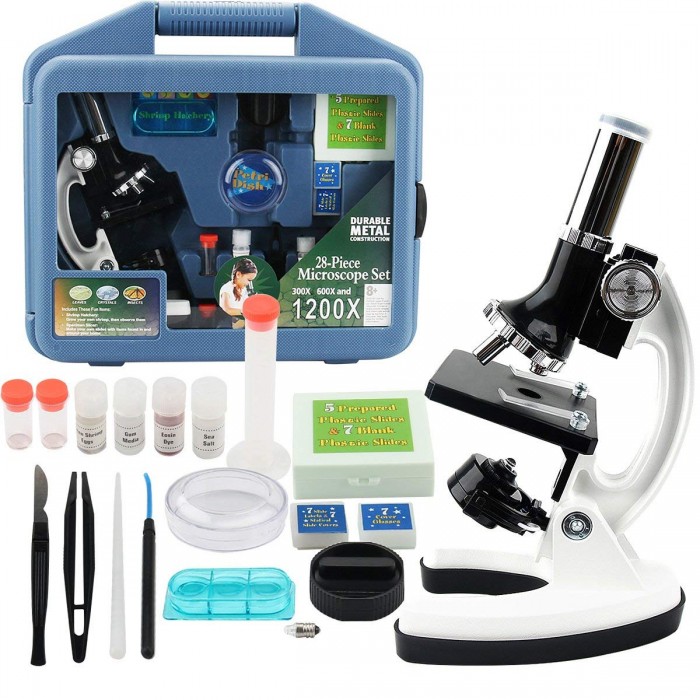 Mikroskop Taşınabilir Set 28 Parça Eğitim Mikroskop Kiti 300x 600x Ve 1200x çocuklara